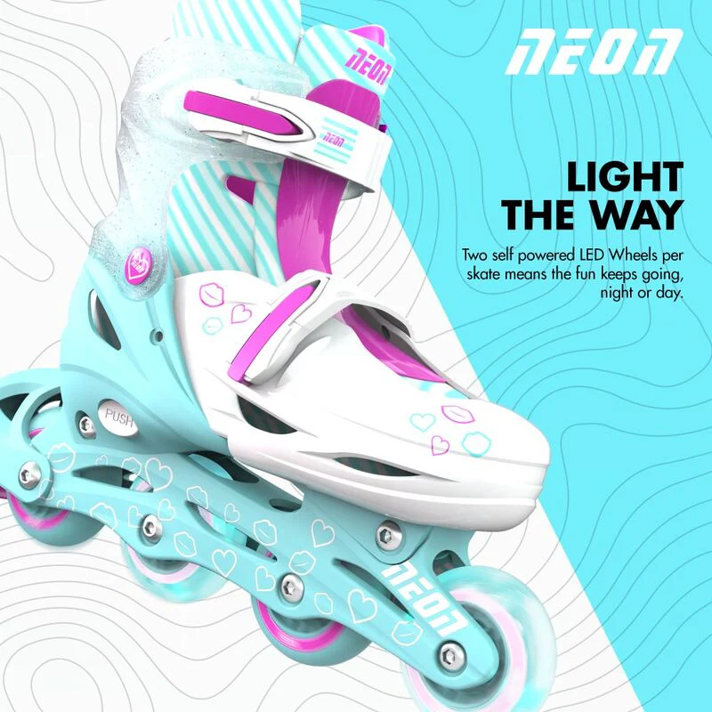 Neon Inline Skates - Teal & Pink - Image 2